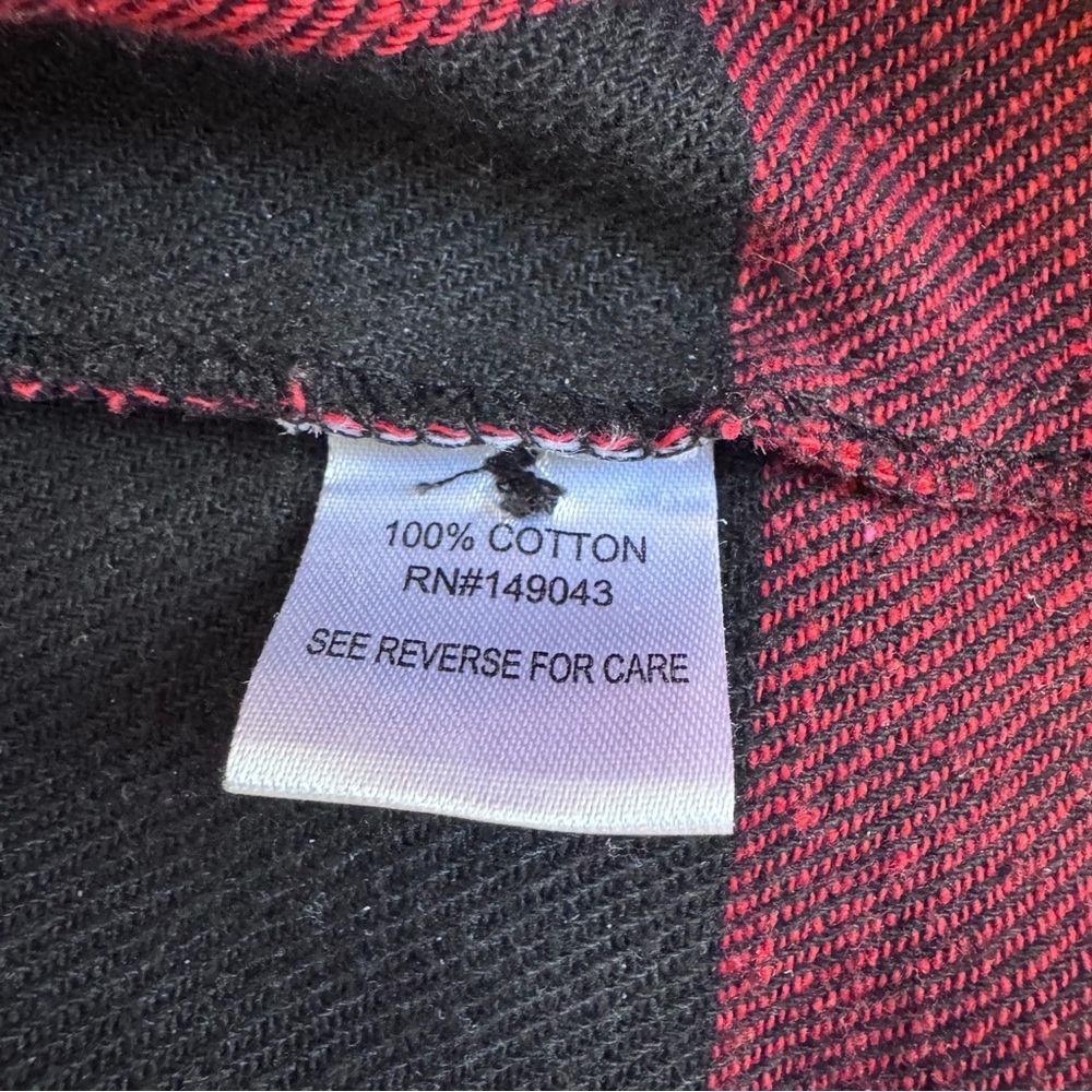 Reccess Red and Black Plaid Hoodie Shirt 100% Cotton Men’s Size Medium - Picture 8 of 9